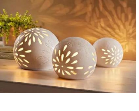 3er Set LED Kugeln aus Keramik