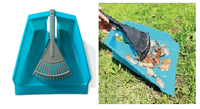 Laubsammler mit Rechen