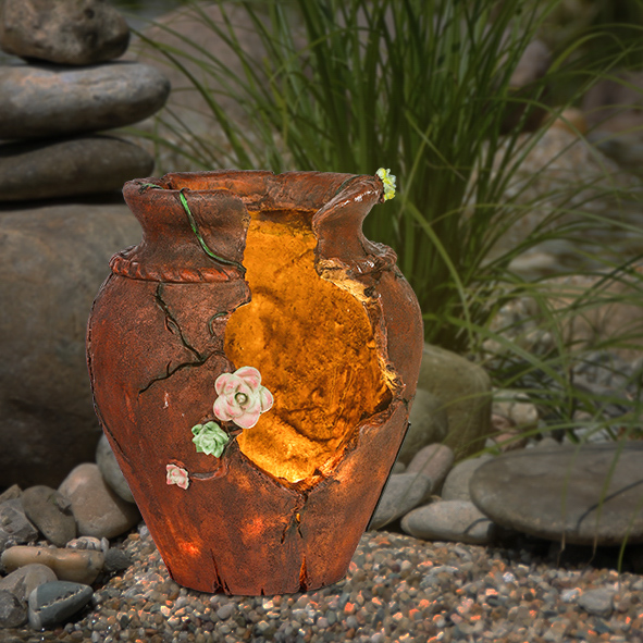 LED Pflanztopf aus Polyresin