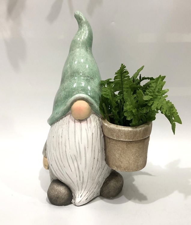 Gartenzwerg mit Blumentopf