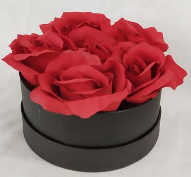 6 Rosen in runder Papierbox