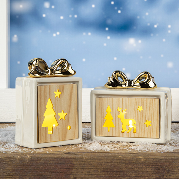 2er Set Geschenkboxen mit Schleife