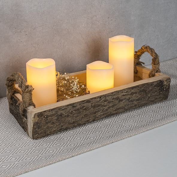 Deko Holztablett mit Seil Henkel