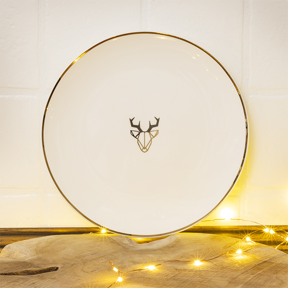 Teller Motiv mit Goldrand 21cm