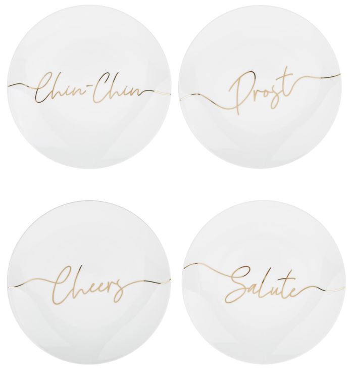 Teller, Goldschrift, 20cm