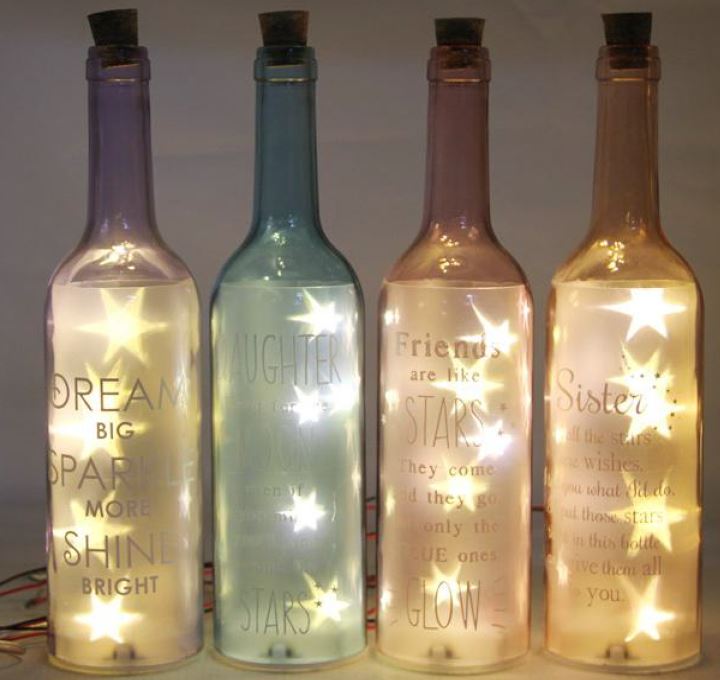 LED Flasche, Sterne, Spruch,30cm