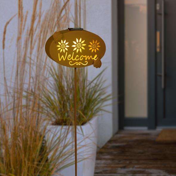 LED Solar Gartenstecker "welcome"