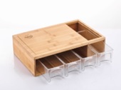 Bambus Schneidebrett mit 4 Behälter