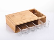 Bambus Schneidebrett mit 4 Behälter