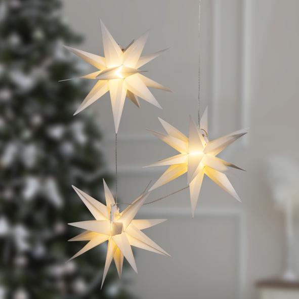 Lichterkette mit 3 großen Sternen