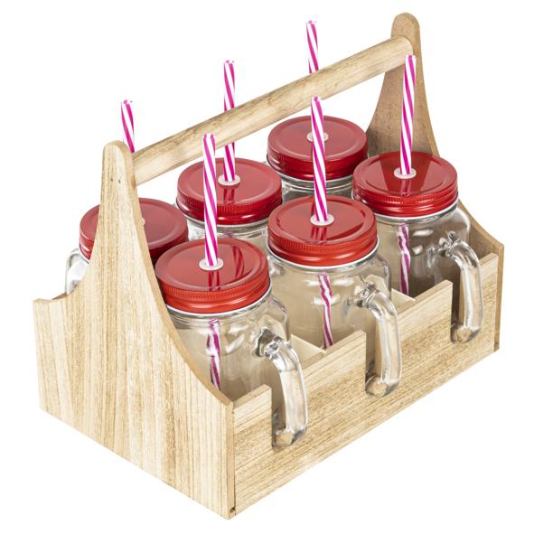 Schraubglas, Trinkhalm, 6er