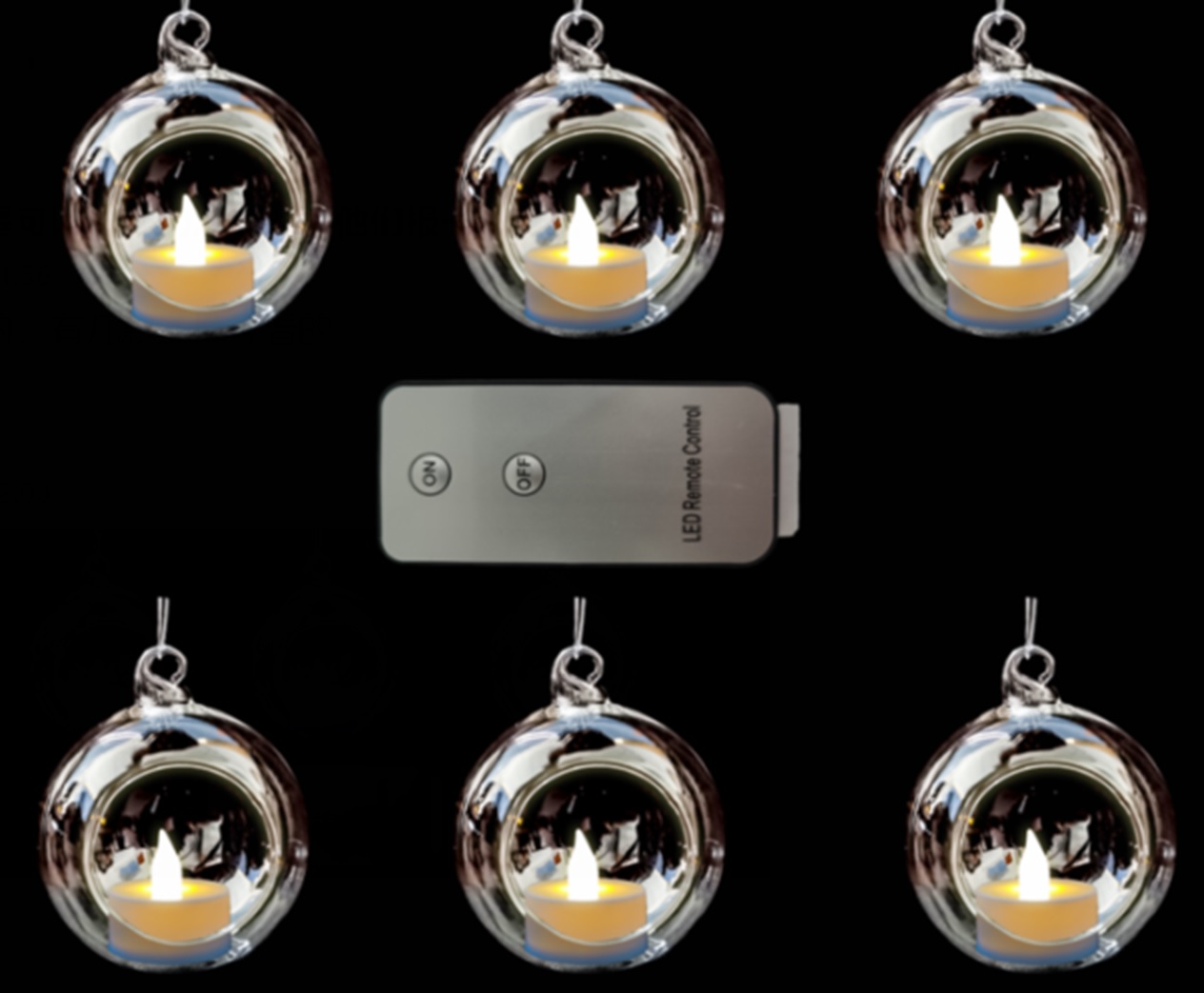 6er Set Glaskugeln zum Hängen