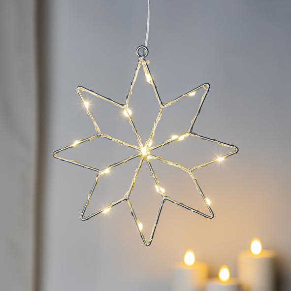 Metallstern mit 20 warm weißen LEDs