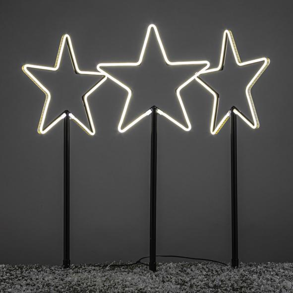 3er Set LED Gartenstecker Sterne