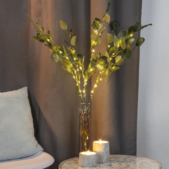 Kunststoff Zweige mit 60 warm weißen LEDs