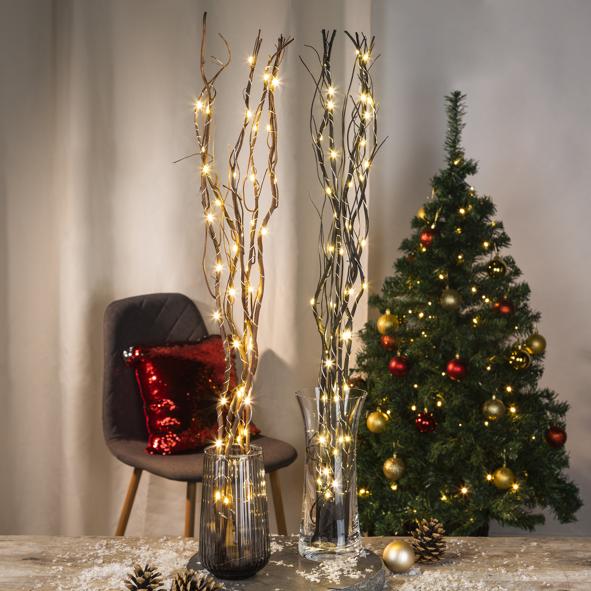 Kunststoff Zweige mit 80 warm weißen LEDs