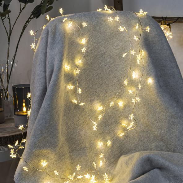 Sternen Lichterkette mit 100 warm weißen LEDs