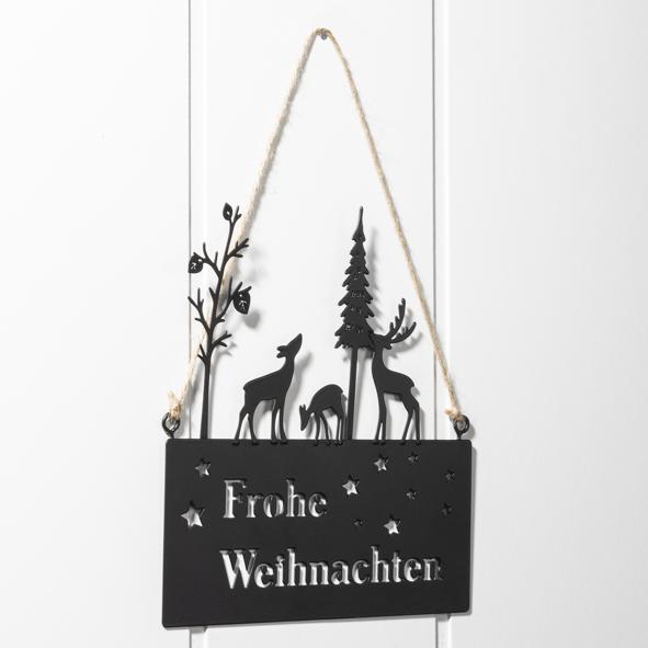 Metallschild "Frohe Weihnachten"
