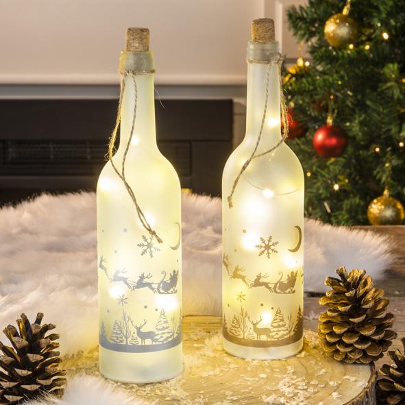 LED Glasflasche ca. 7,3 x 30 cm