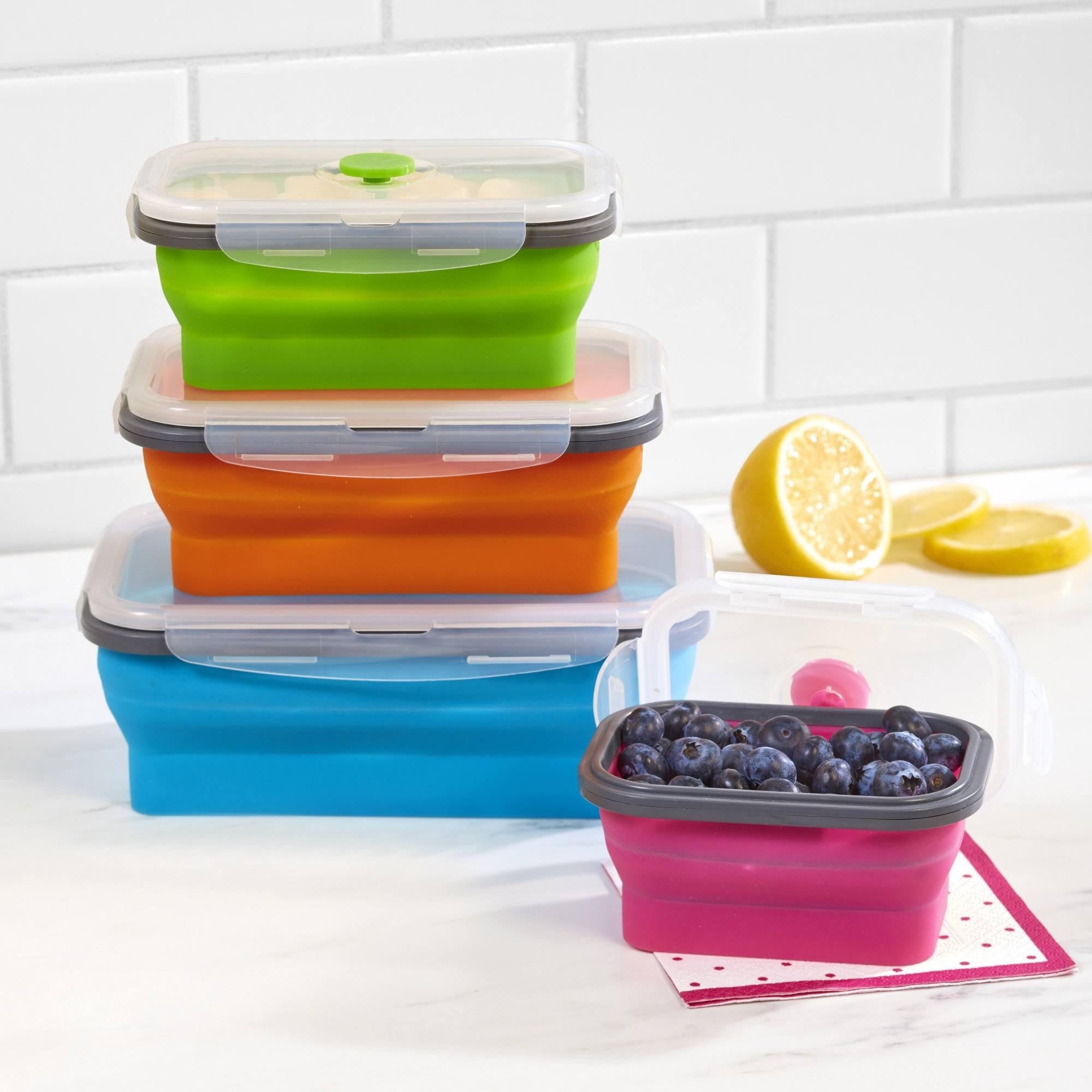 Faltbare Lunchbox im 4er Set, eckig