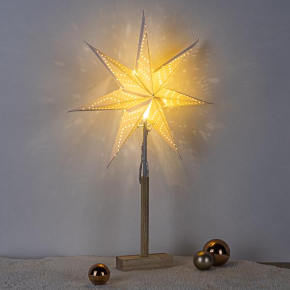 LED Papierstern mit Holzfuß