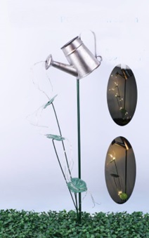 LED-Solar Gießkanne mit Seerosen und Lichterkette