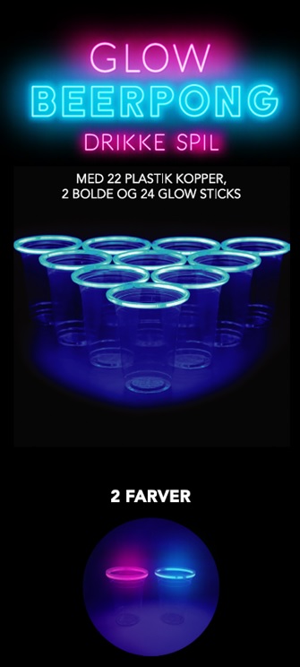 Bier-Pong-Set, leuchtet im Dunkeln