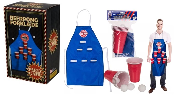 Bierpong Schürze mit 6 Bechern