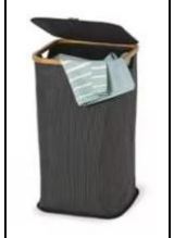 Wäschekorb, Bambus, 600D Polyester