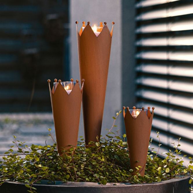 Kerzenhalter in Rostoptik, 3er Set