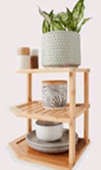Eckregal aus Bambus, mit 3 Ebenen