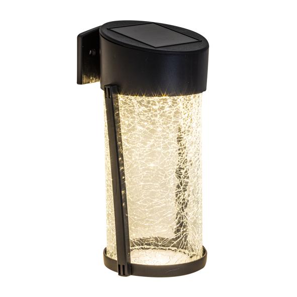 LED Solar Wandlicht mit Crackle Glas im 2er Set