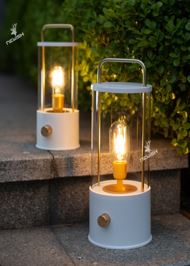 LED-Glas-Laterne weiß