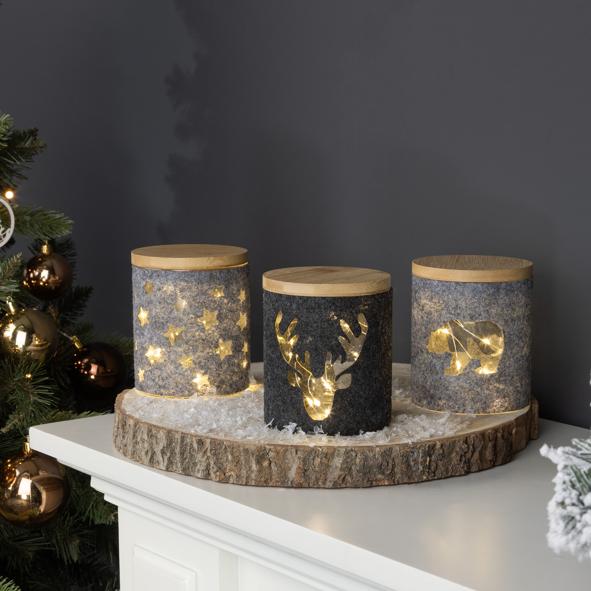 LED Glas mit Filz-Hülle