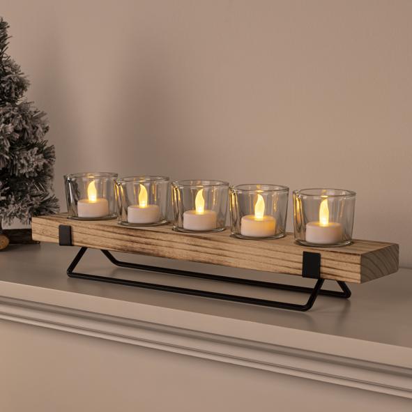 Teelichthalter mit 5 Gläsern