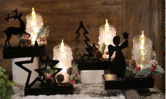 LED Kerze mit Kerzenhalter aus Metall