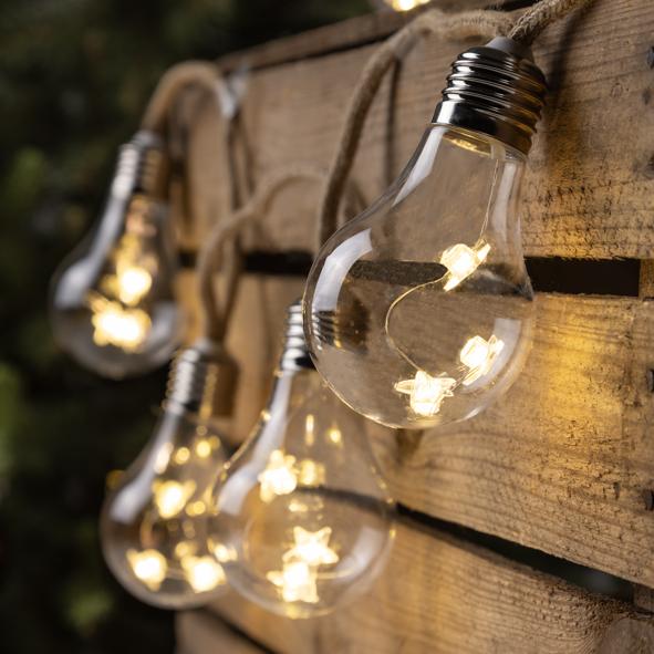 Lichterkette mit 10 Plastik-Glühbirnen
