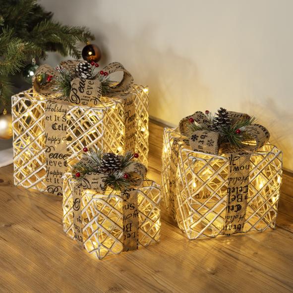 Geschenkboxen aus Metall mit LED-Beleuchtung