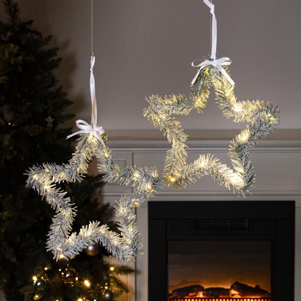 2er Set LED Sterne m. 30 warm weißen LED