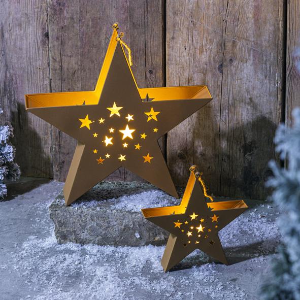 Kerzenhalter Sterne aus Metall, 2er Set