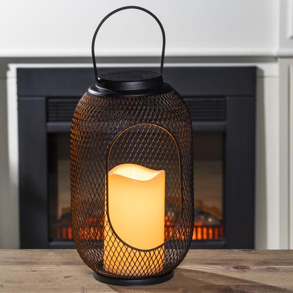 Laterne aus Metall, mit LED Kerze