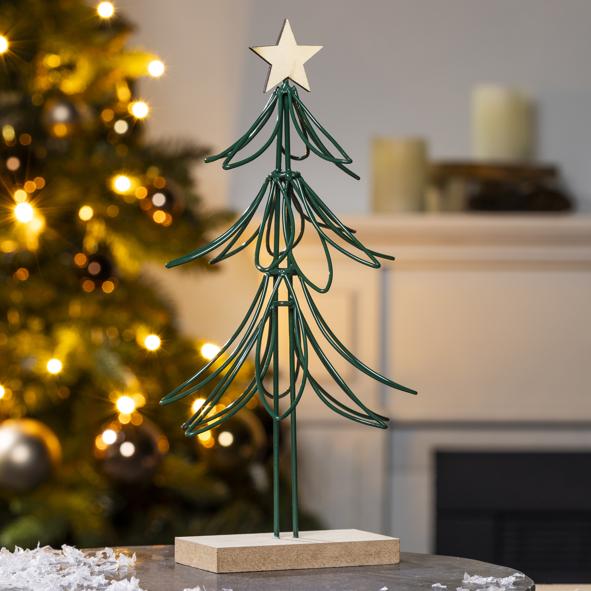 Metall-Weihnachtsbaum mit Holz-Stern