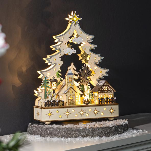 LED Weihnachtsstadt aus Holz
