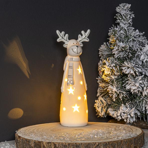Rentier-Figur aus Porzellan mit LED