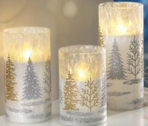 LED Kerzen im Glaszylinder, 3er Set