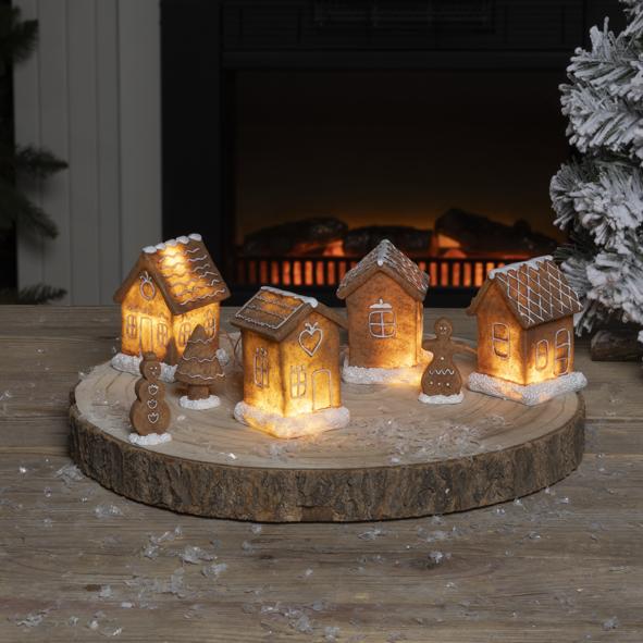 Beleuchtete Lebkuchenstadt aus Keramik