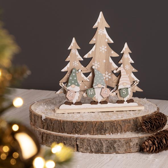 Holzdekoration Weihnachtsbäume & Wichtel