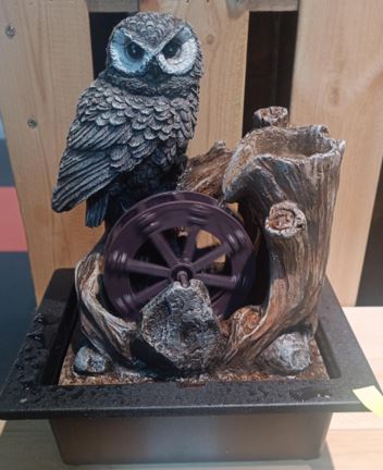 Zimmerbrunnen Eule mit LED Beleuchtung