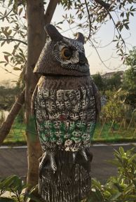 Vogelabwehr Eule, mit beweglichem Kopf