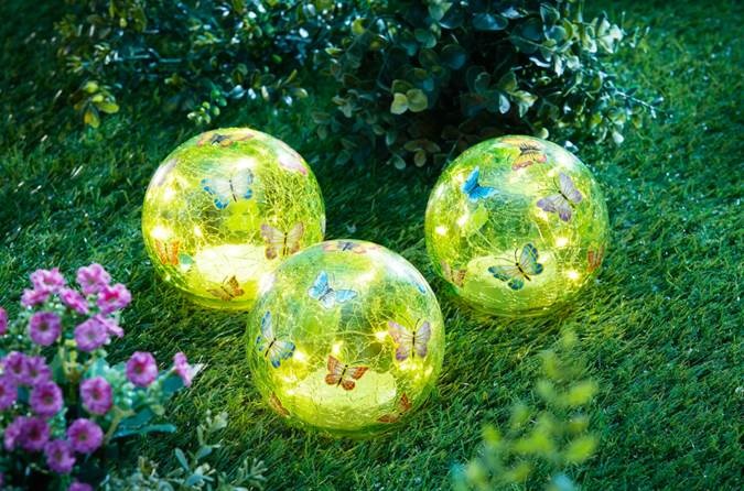 LED Crackle Glas Kugeln, 3er Set